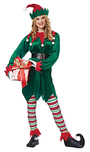 California Costumes Christmas Elf Adult, Green/Red, Small/Medium