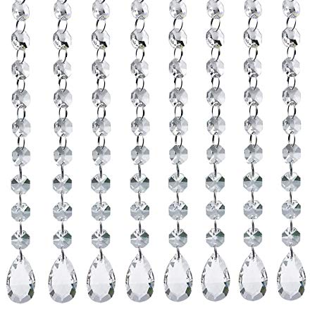 10pcs Crystal Beads for Chandelier Clear Glass Beads Lamp Chain for Wedding Party DIY Christmas Crystal Garland Decoration