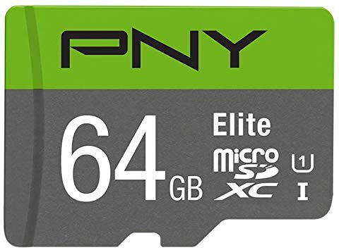 PNY 64GB Elite Class 10 U1 MicroSDXC Flash Memory Card, Up to 100MB/S Read Speed, P-SDUX64U185GW-GE