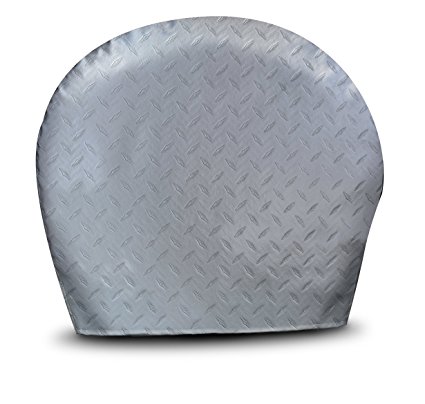 ADCO 3753 Silver #3 Diamond Plated Steel Vinyl Tyre Gard Wheel Cover, (Set of 2) (Fits 27"-29")