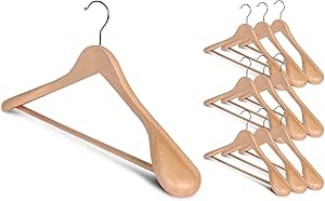 StorageWorks Extra Wide Shoulder Wooden Hangers, 10 Pack Heavy Duty Suit Hangers for Closet, Natural Wood Hanger for Coats, Jackets, Pants, Natural Wood Color