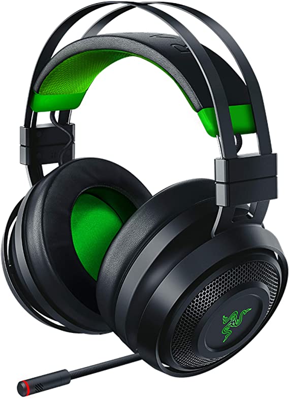 Razer Nari Ultimate for Xbox One Wireless 7.1 Surround Sound Gaming Headset: Hypersense Haptic Feedback - Auto-Adjust Headband - Green Lighting - Retractable Mic - For Xbox One - Classic Black/Green