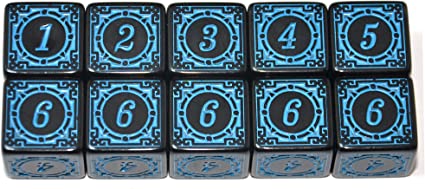 SmartDealsPro 10-Pack D6 Six Sides 16mm Dice Die for DND MTG PRG Wow Table Game Math Teaching (Blue Letter)