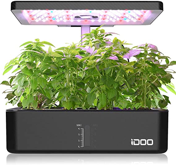 iDOO Indoor Herb Garden Kit, Hydroponics Growing System With LED Grow Light for Home Kitchen, 12 Pods Automatic Timer Germination Kit, Height Adjustable, ID-IG301 (No Seeds)