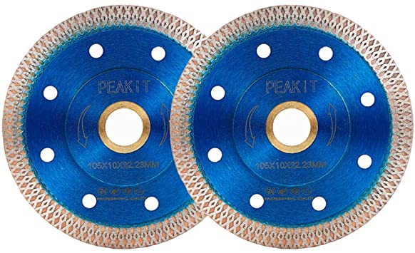 PEAKIT Diamond Tile Blade 4 Inch Porcelain Saw Blade Turbo Mesh Ceramic Cutting Blade for Angle Grinder (2 Pack, 4")