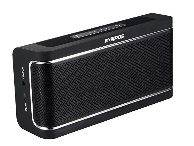Monpos (Sport 4) Bluetooth Speaker with Built-in Mic,16W Dual-Driver, Portable Wireless Speaker with Superior Stereo Sound, rich bass. (SP4 Black)