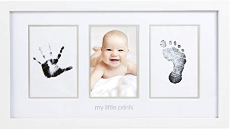 Pearhead Babyprints Newborn Baby Handprint and Footprint Photo Frame Kit with an Included Clean-Touch Ink Pad to Create Baby's Prints - A Perfect Baby Shower Gift