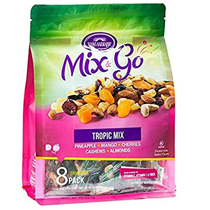 Klein's Naturals Mix & Go Single Serve Trail Mix Individual Packs ~ Fruit and Nut Mix ~ Trailmix ~ Trail Mix Bags ~ Single Serve Trail Mix Snack Packs, Tropic, 16 Ounce