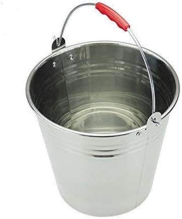 Space Home - Stainless Steel Pail - Metal Bucket with Handle - 8 Litre - Silver