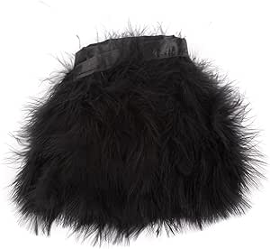 AWAYTR Turkey Marabou Hackle Fluffy Feather Fringe Trim Craft 6-8 inches Width Pack of 2 Yards (Black)