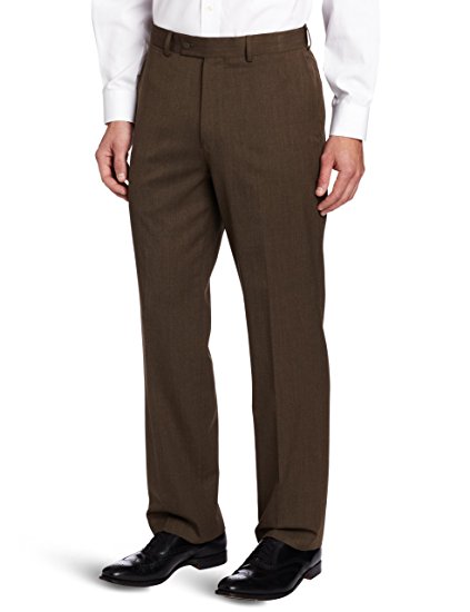 Louis Raphael ROSSO Men's Flat Front Washable Wool Blend Dress Pant with Comfort Waistband