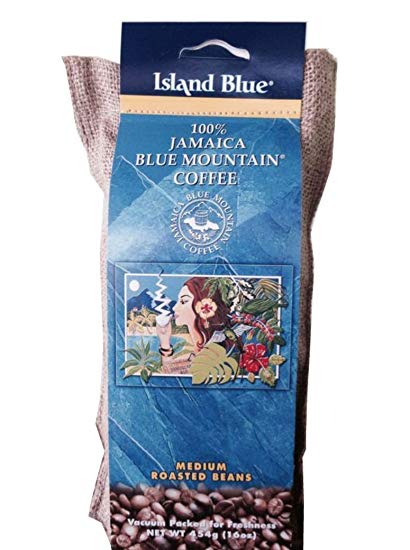 Island Blue 100% Jamaica Blue Mountain Whole Beans Coffee (12oz)