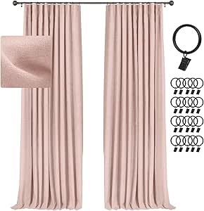 INOVADAY 100% Blackout Curtains 2 Panels Set, Thermal Insulated Full Light Blocking Drapes Window Curtain Panels for Bedroom Living Room- W50 x L96, Blush Pink