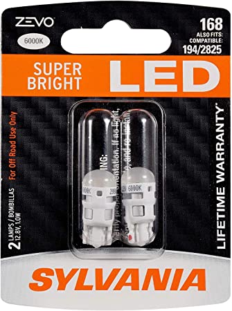 SYLVANIA ZEVO 168 T10 W5W White LED Bulb, (Contains 2 bulbs)