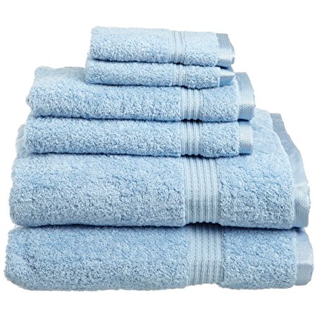 Superior Luxurious Soft Hotel & Spa Quality 6-Piece Towel Set, Made of 100% Premium Long-Staple Combed Cotton - 2 Washcloths, 2 Hand Towels, and 2 Bath Towels, Light Blue