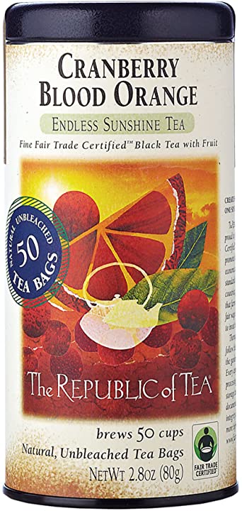 The Republic Of Tea Cranberry Blood Orange Black Tea, 50 Tea Bags, Gourmet Blend