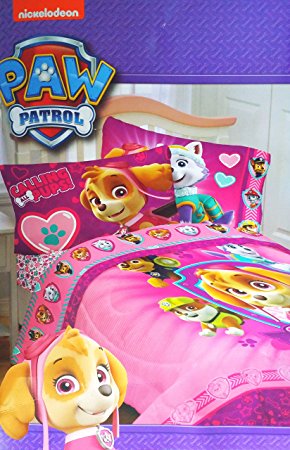 Pink Paw Patrol Twin Comforter and Three Piece Sheet Set