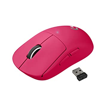 Logitech G PRO X Superlight Wireless USB Gaming Mouse, Ultra Lightweight 63 g, Hero 25K Sensor, 25,600 DPI, 5 Programmable Buttons, Long Battery Life, for Esports, Compatible with PC/Mac-Magenta