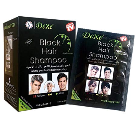 10 PCS Dexe Instant Hair Dye for Men Women- Black Hair Shampoo -Black Color - Simple to Use - Temporary Hair Dye- Last 30 days - Natural Ingredients, Great Choice for Woman&Man.