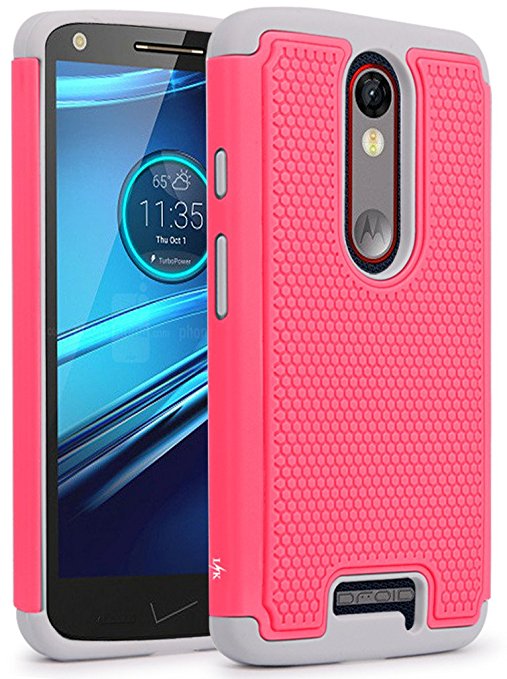 Droid Turbo 2 Case, LK [Shock Absorption] Hybrid Dual Layer Armor Defender Protective Case Cover for Verizon Motorola Droid Turbo 2 (Rose Pink)