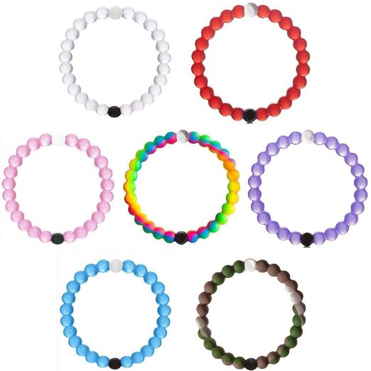 LO-K Silicone Beaded Bracelet With All Size Symbolic Of Finding Harmony And Balance For Women and Men and Children (Medium, Neon Camo Pink Red Purple White Blue)