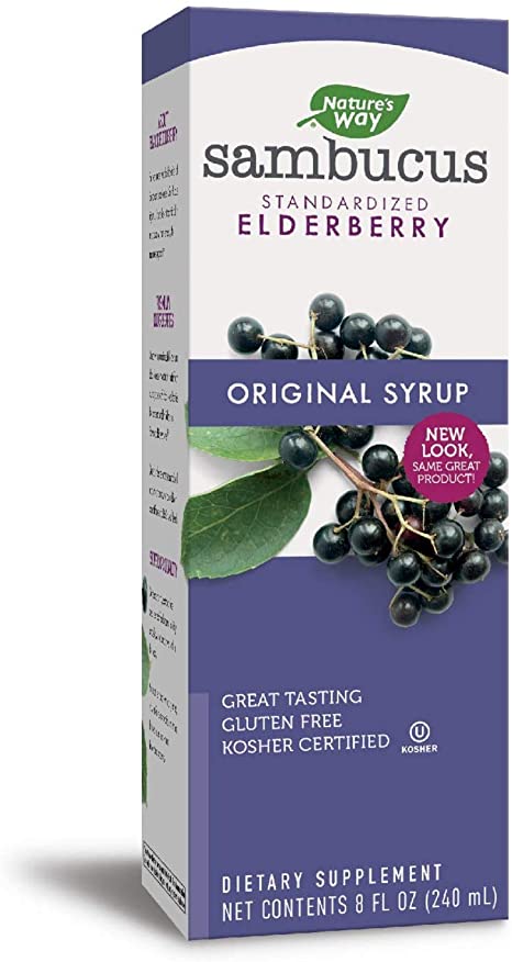 Nature's Way Original Sambucus Elderberry Syrup, Herbal Supplements, Gluten Free, Vegetarian, 8 Ounce (Packaging May Vary)