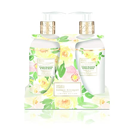 Baylis & Harding Royale Bouquet Lemon Blossom & White Rose 2 Bottle Set Hand Wash & Lotion