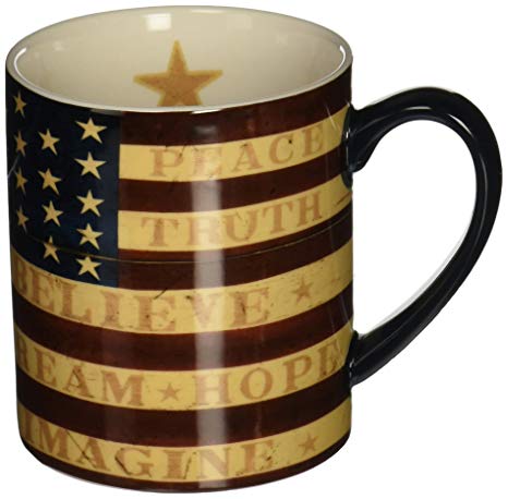 LANG - 14 oz. Ceramic Coffee Mug - "Colonial Flag", Art by Warren Kimble - Painted American Flag