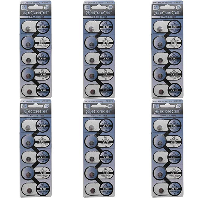 eCoreCell (30pcs) CR927 3V 3 Volt Lithium Single Use Non-rechargeable Button Coin Cell Battery