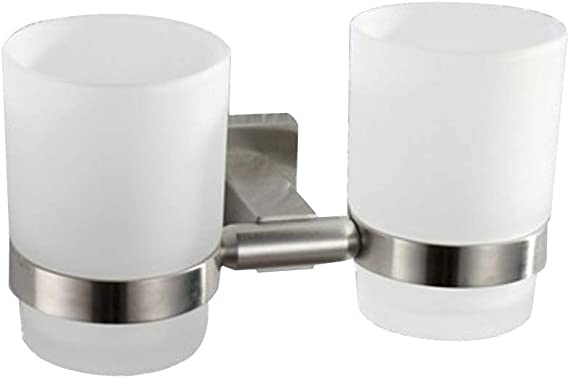 Wall-Mounted Toothbrush Holder Double Holder SUS304 Stainless Steel Brushed Finish G1001