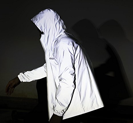 Fangfei 3M Reflective Coat Hooded Windbreaker Fashion Runing Jacket(UP)
