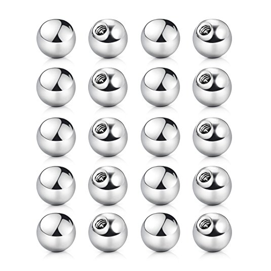 Vcmart 20 Pcs Universal Piercing Jewelry Replacement Balls, 14G