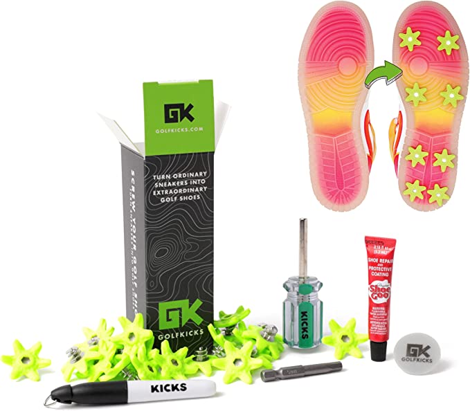 Golfkicks Golf Traction Kit for Sneakers with DIY Golf Spikes - Add Soft Spikes to Almost Any Shoe, 20 Count