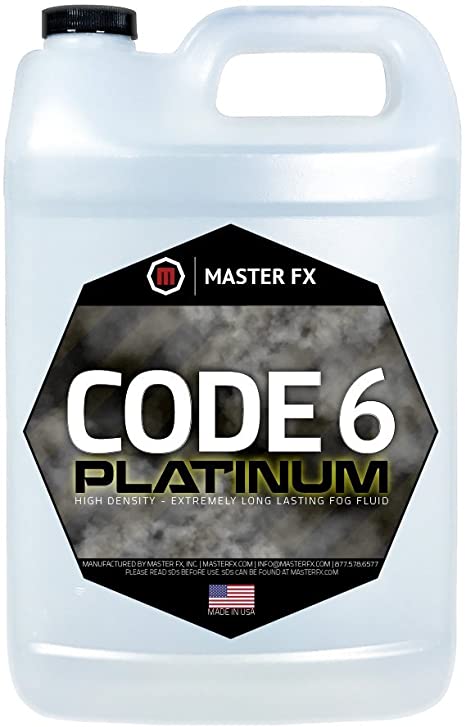 Code 6 Platinum - Extreme High Density - Extremely Long Lasting - HDF Organic Fog Machine Fluid, USA Made, Water Based - 1 Gallon