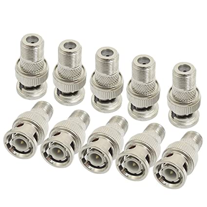 URBEST 20 Pcs Silver Tone Replacement BNC Male to F Female Plug Metal Adapter Connectors for CCTV Video