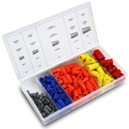XtremepowerUS 158pc Electrical Wire Connection Screw Twist Connector Cap w Spring Insert Assortment Kit