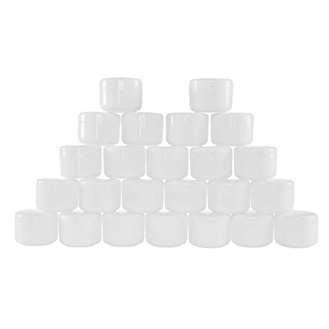 White 4 Ounce Plastic Jar Containers, 24 Pack of Storage Jars Inner and Outer Lid By Stalwart- For Travel, Cosmetic, Liquid, Makeup, Organization