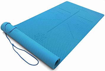 Ewedoos Eco Friendly Yoga Mat with Carry Strap and Bag, Alignment Guide Lines, ¼-Inch Thick High Density Padding To Avoid Sore Knees, Perfect for Yoga, Pilates and Fitness.