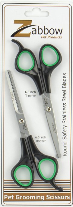 Pet Grooming Scissors and Thinning Shears (2 Pairs - One for Face   Ear   Nose   Paw and One for Hair Thinning). Great to Use on Dogs and Cats.