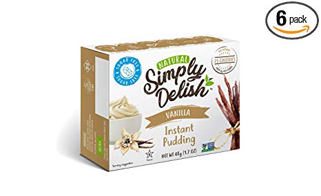 Simply Delish Natural Instant Vanilla Pudding - Sugar Free, Non GMO, Gluten Free, Fat Free, Lactose Free, 1.7 OZ (Pack of 6)
