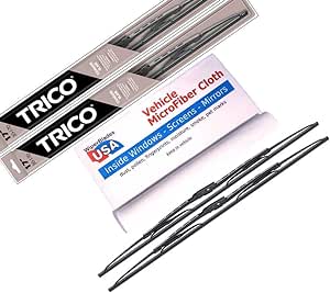 Wiper Blades Set for 2002 Toyota Tacoma Driver/Pass Trico Steel Wipers Set of 2 Bundled with MicroFiber Interior Car Cloth