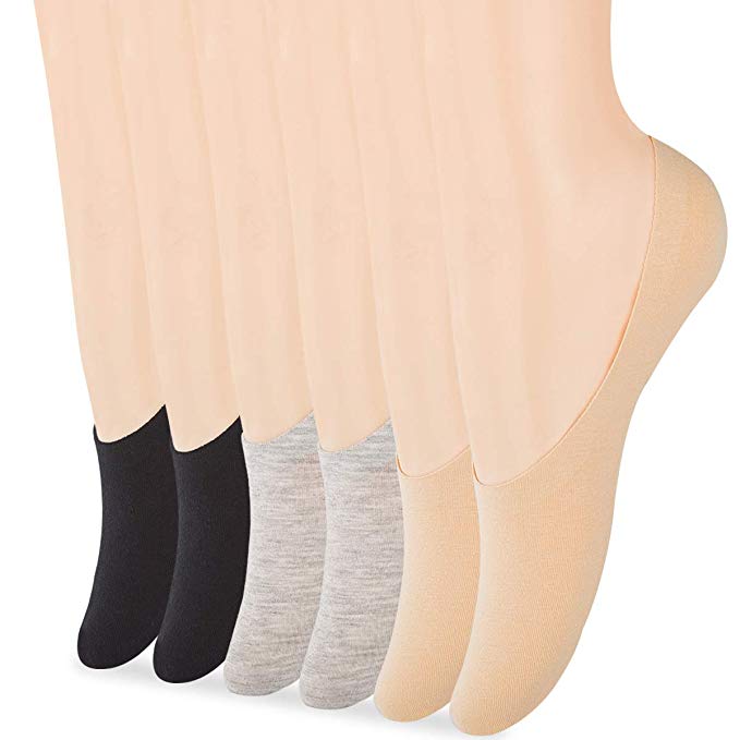 No Show Socks for Women,3 to 9 Pairs Cotton Casual No-Slip Invisible Black Beige Grey Flat Boat Liner Socks