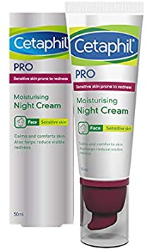 Cetaphil PRO Sensitive Moisturising Night Cream | 50ml | for Redness or Rosacea Prone Skin | with Hyaluronic Acid and Shea Butter