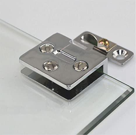 (2 Pieces) Stainless Steel Cabinet Glass Door Hinge Wine Cabinet Door Hinge Cabinet Glass Hinge Cabinet Glass clamp Without Drilling (Small)