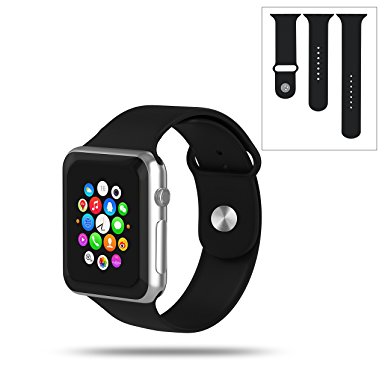 Apple Watch Band – ZCGYLP Sport Style Replacement iWatch Strap Soft Silicone for Apple Wrist Smart Watch (38mm Models, Classic Black)