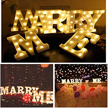LED Light Up Letter, Valentine Gift - Light Up Marry Me Sign with Warm White LEDs - Proposal Sign, Will You Marry Me Sign, Wedding Sign, Engagement Sign, Romantic Proposal