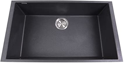 Nantucket Sinks PR3018-BL Single Bowl Undermount Granite Composite Sink, Large, Black