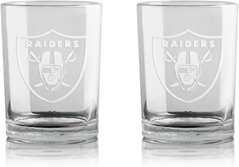 NFL Whiskey Rocks Glass | Frosted Team Logo | Lead-Free | Premium Glassware | Set of 2