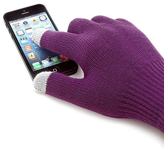 Aduro Capacitive Smart Touchscreen Gloves for iPhone, iPad, Android (Purple)