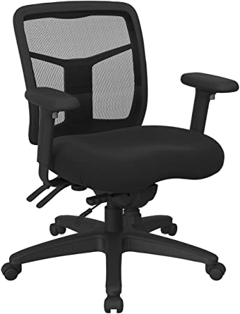 Office Star ProGrid Mid Back Manager's with Adjustable Height, Multi-Function Tilt Control and Seat Slider, Icon Black Fabric